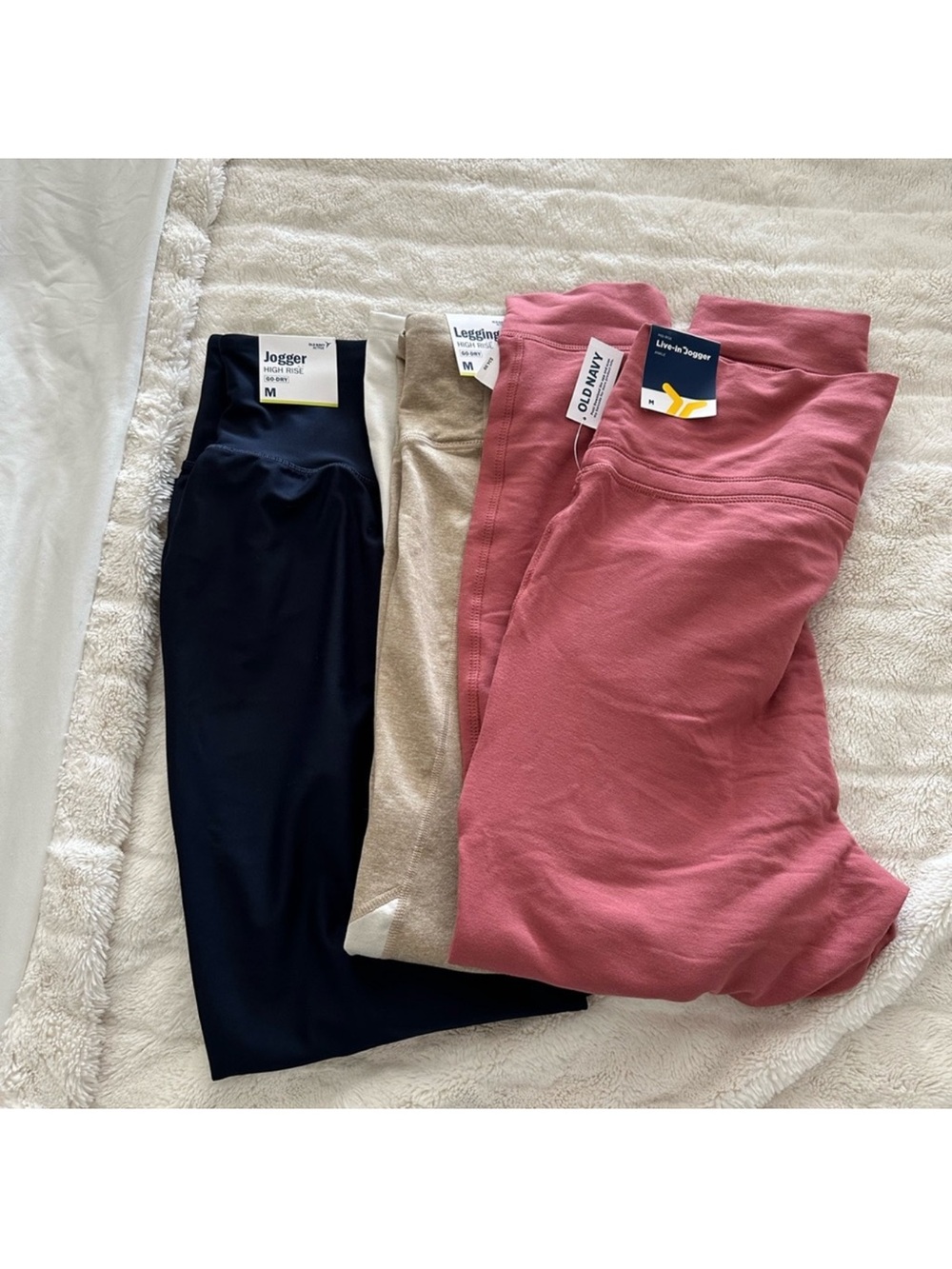 Old Navy Women's Black, Beige & Dusty Rose Leggings Trio